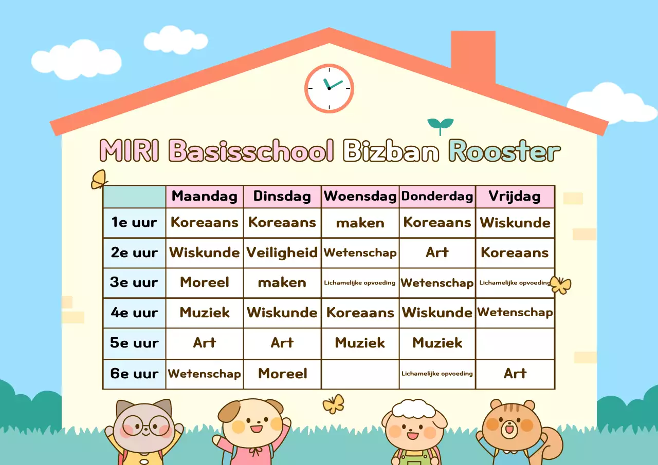 Hemelsblauwe schattige lesrooster educatieve materialen