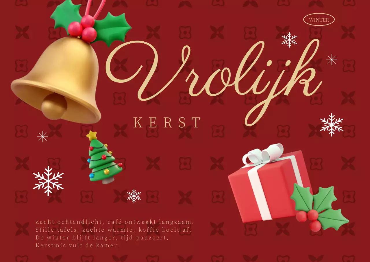 Rode vintage kerstkaart