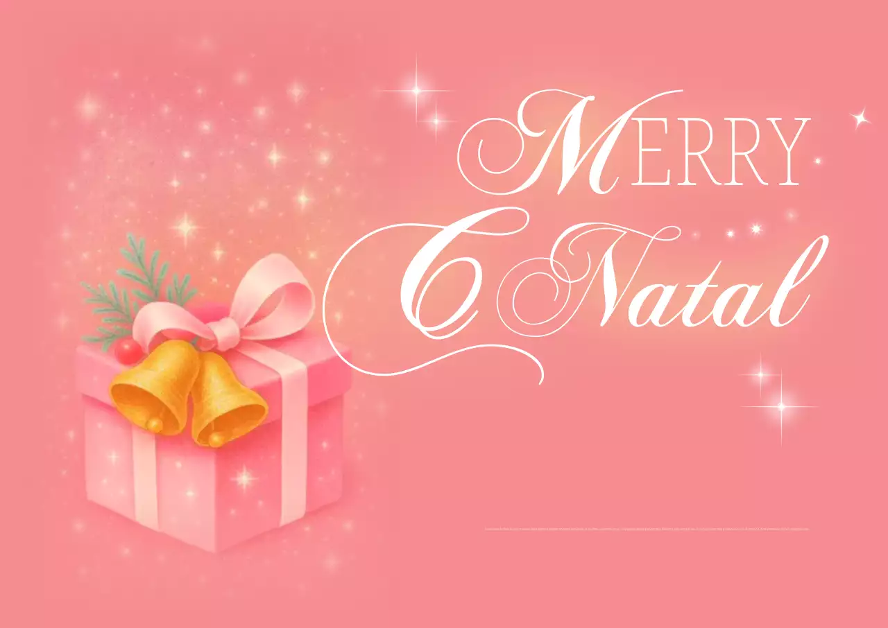 Cartão postal de Natal rosa e fofo