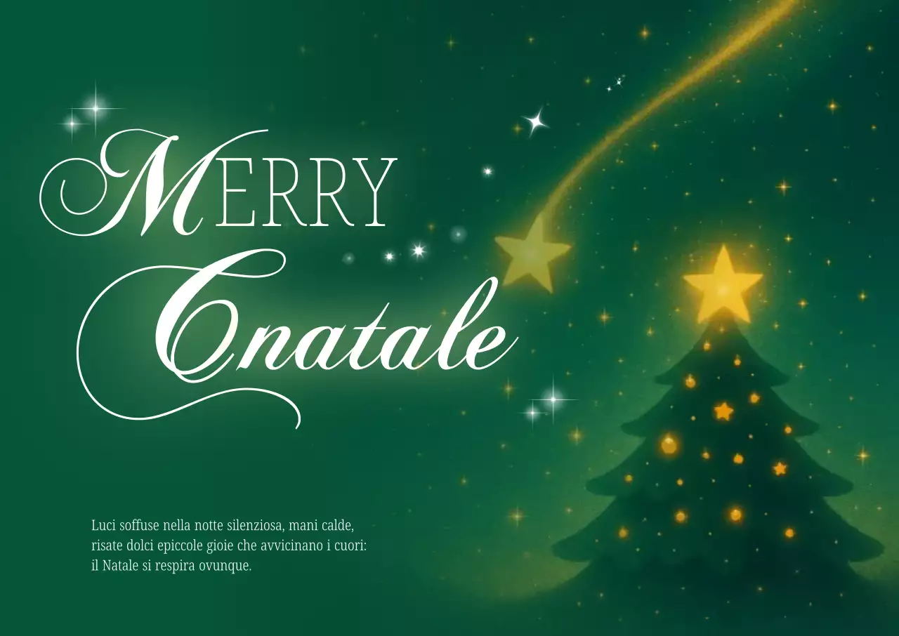 Biglietto di Natale vintage verde