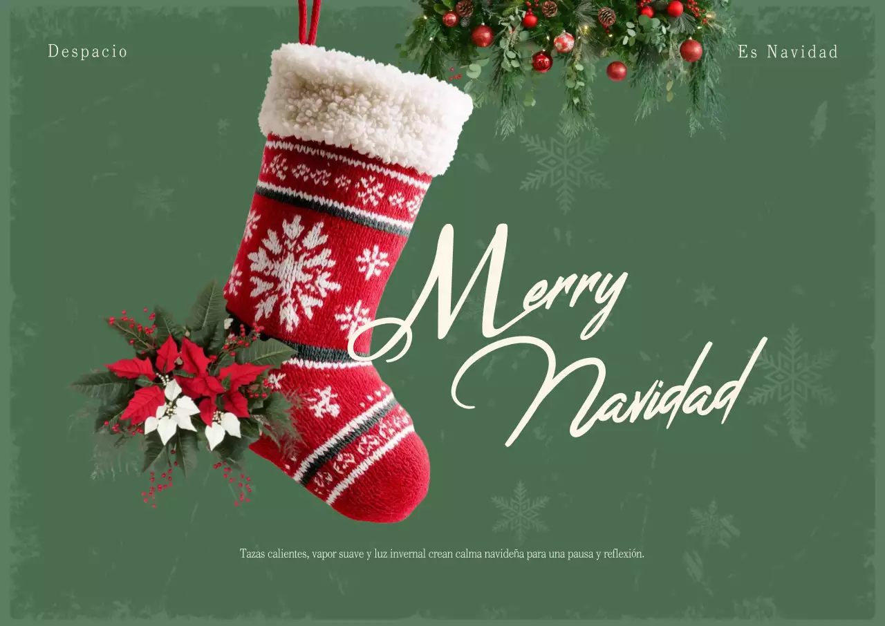 Postal clásica navideña verde