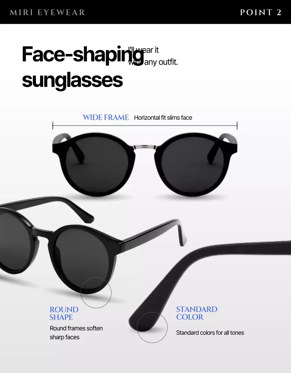 Quảng cáo kính râm hiện đại màu xanh dương