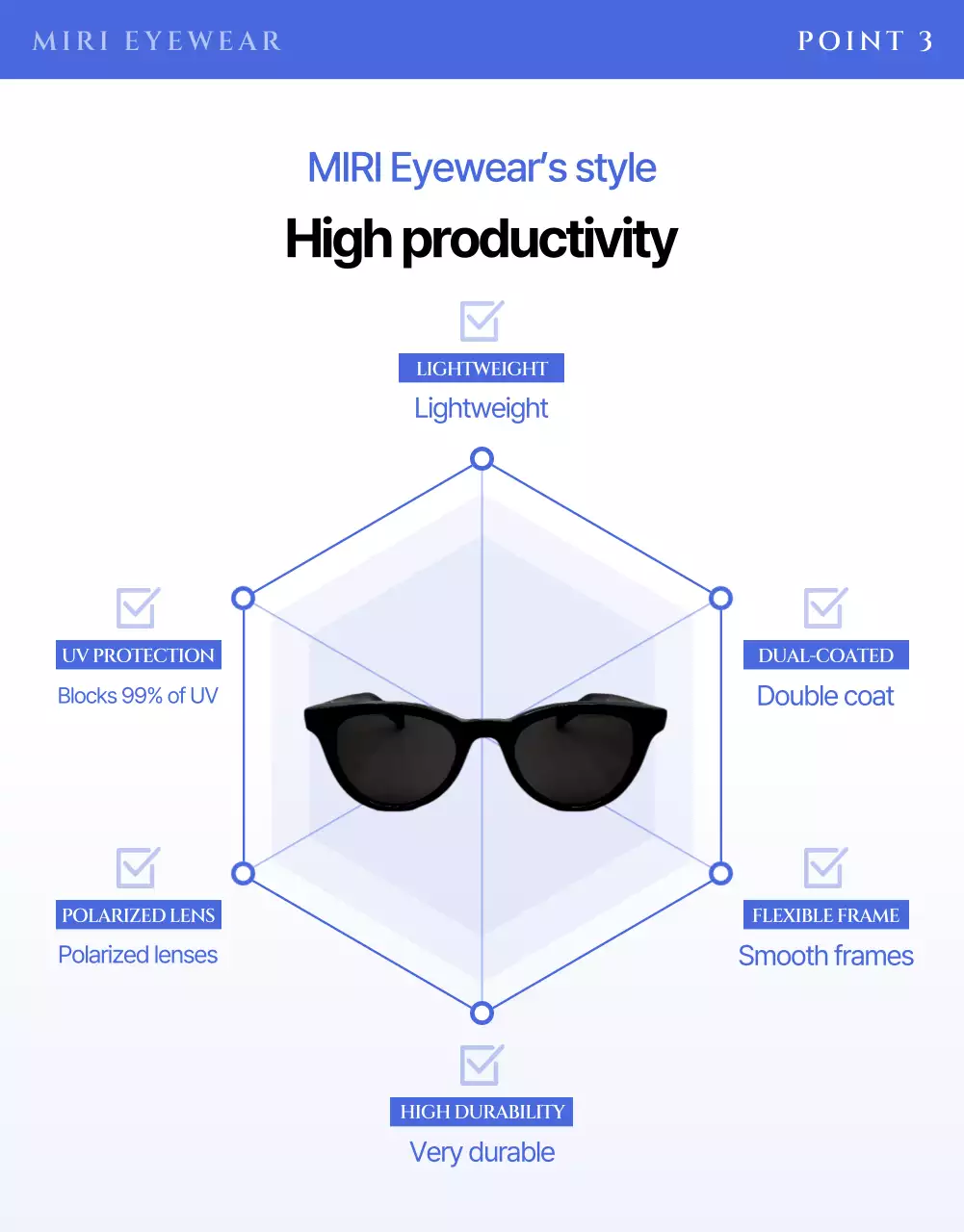 Quảng cáo kính râm hiện đại màu xanh dương