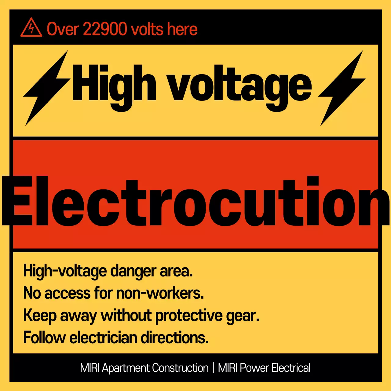Yellow Contrast Warning: Electric Shock