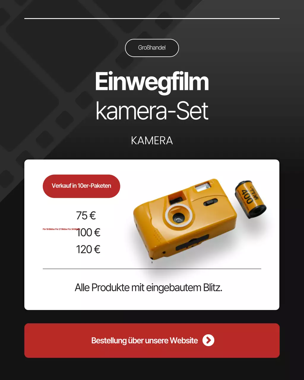 Werbung für eine schwarze Vintage-Kamera