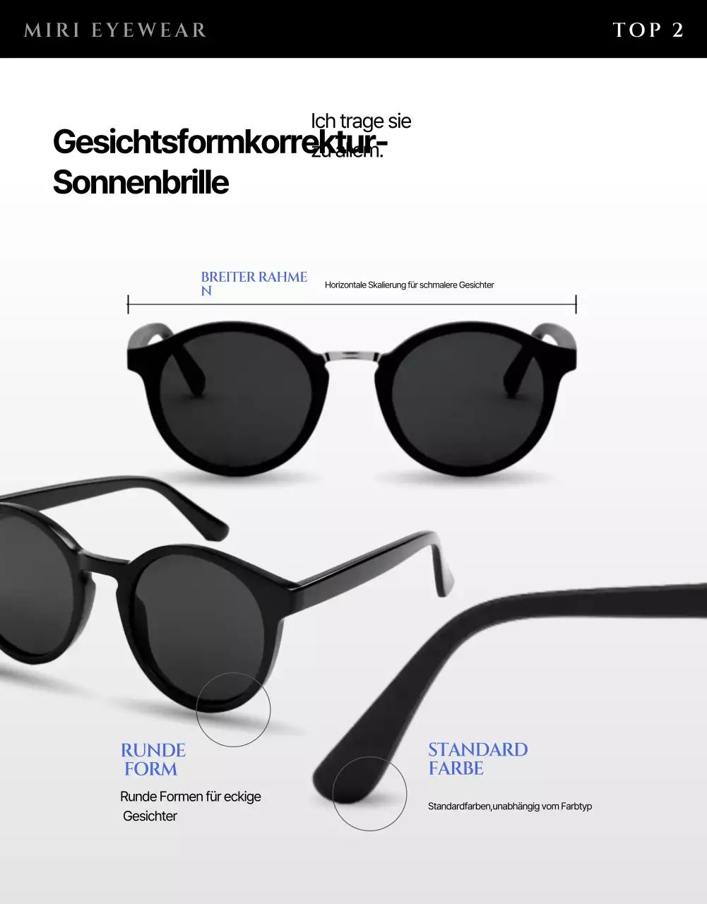 Werbung für moderne blaue Sonnenbrillen