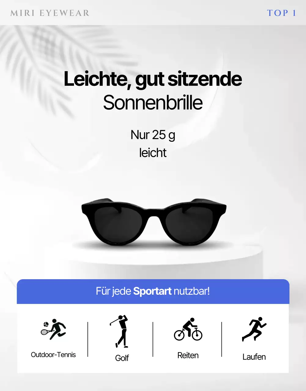Werbung für moderne blaue Sonnenbrillen
