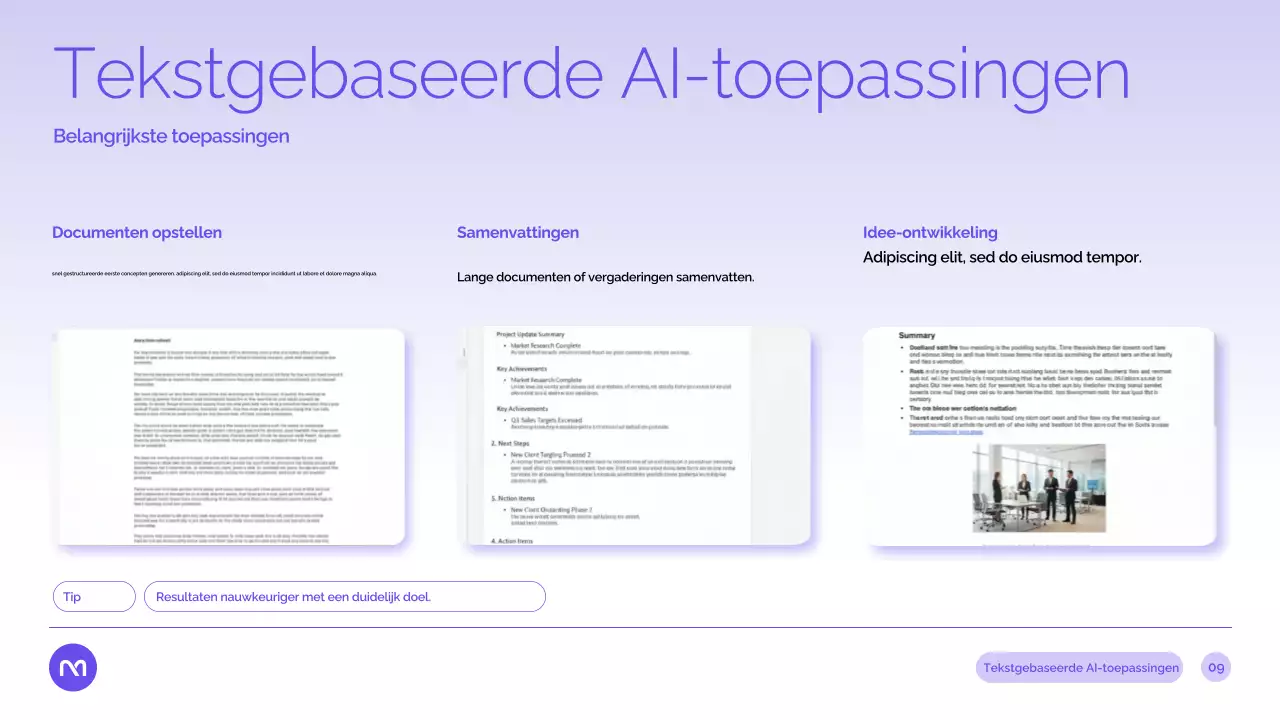 Paarse moderne AI-cursuspresentatie