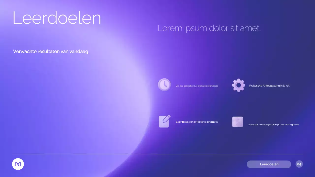 Paarse moderne AI-cursuspresentatie