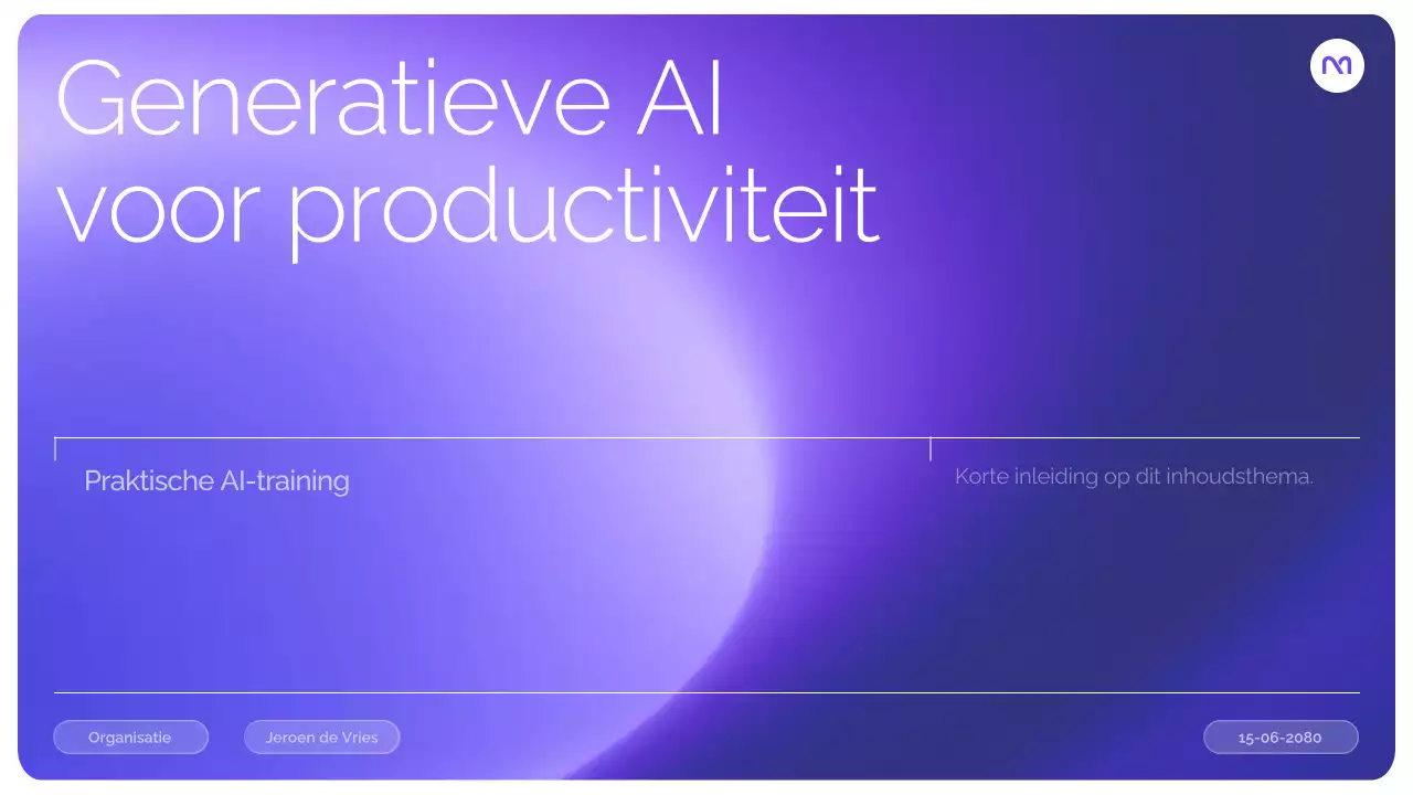 Paarse moderne AI-cursuspresentatie