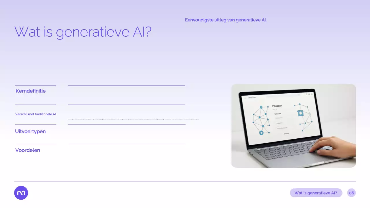 Paarse moderne AI-cursuspresentatie