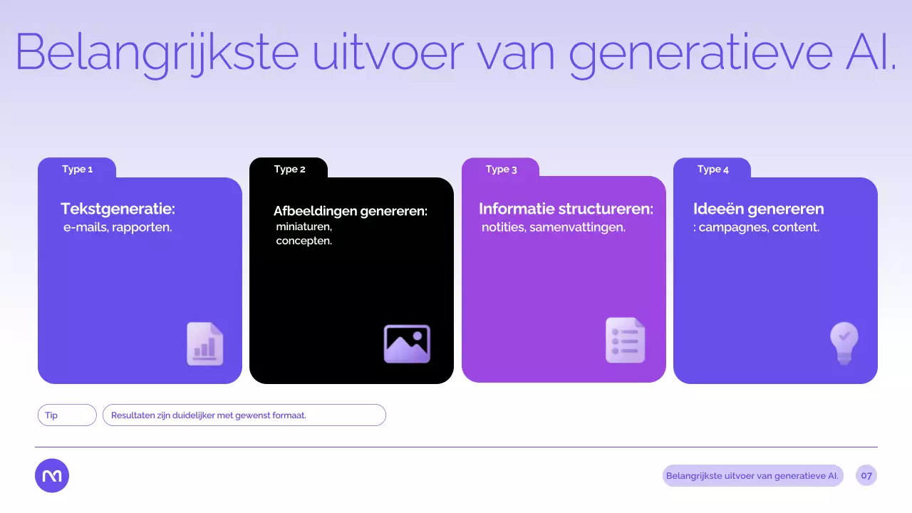 Paarse moderne AI-cursuspresentatie