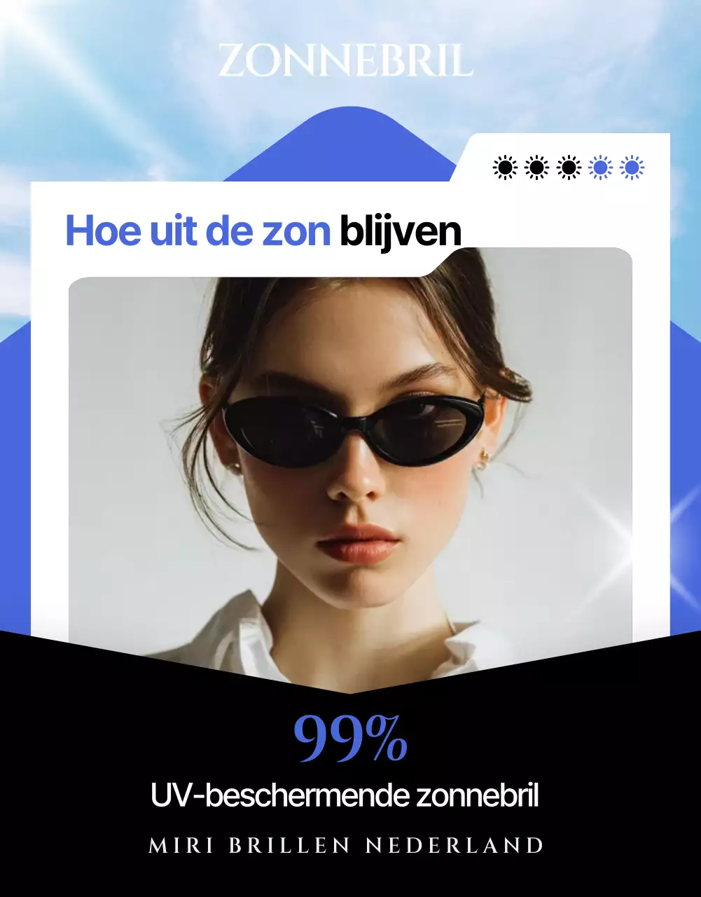 Blauwe moderne zonnebrillen advertentie