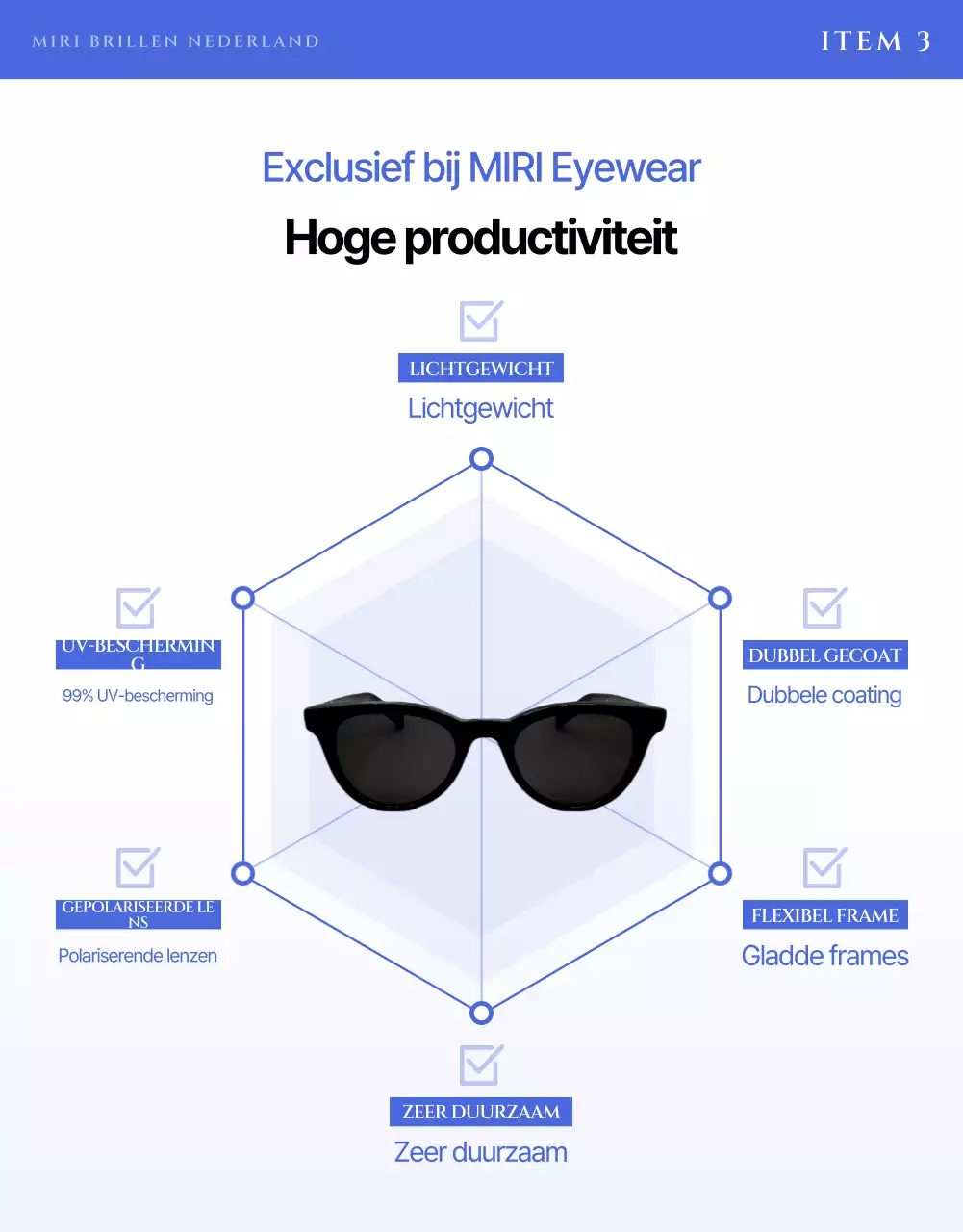 Blauwe moderne zonnebrillen advertentie