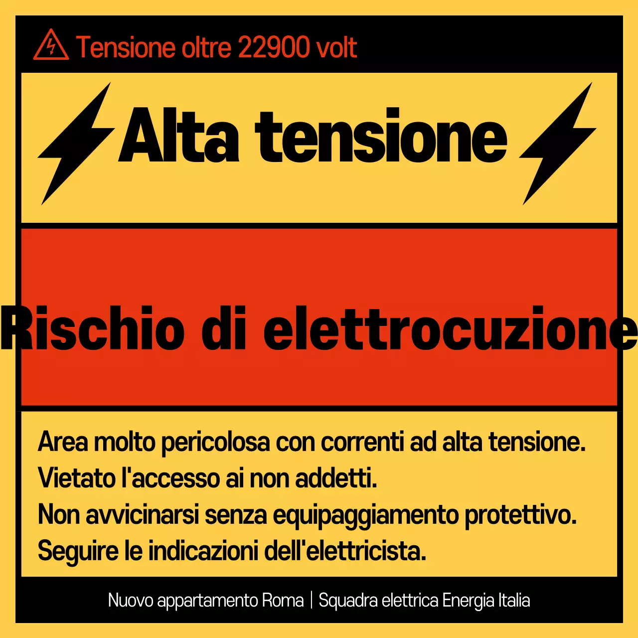 Avvertenza sul contrasto giallo: scossa elettrica