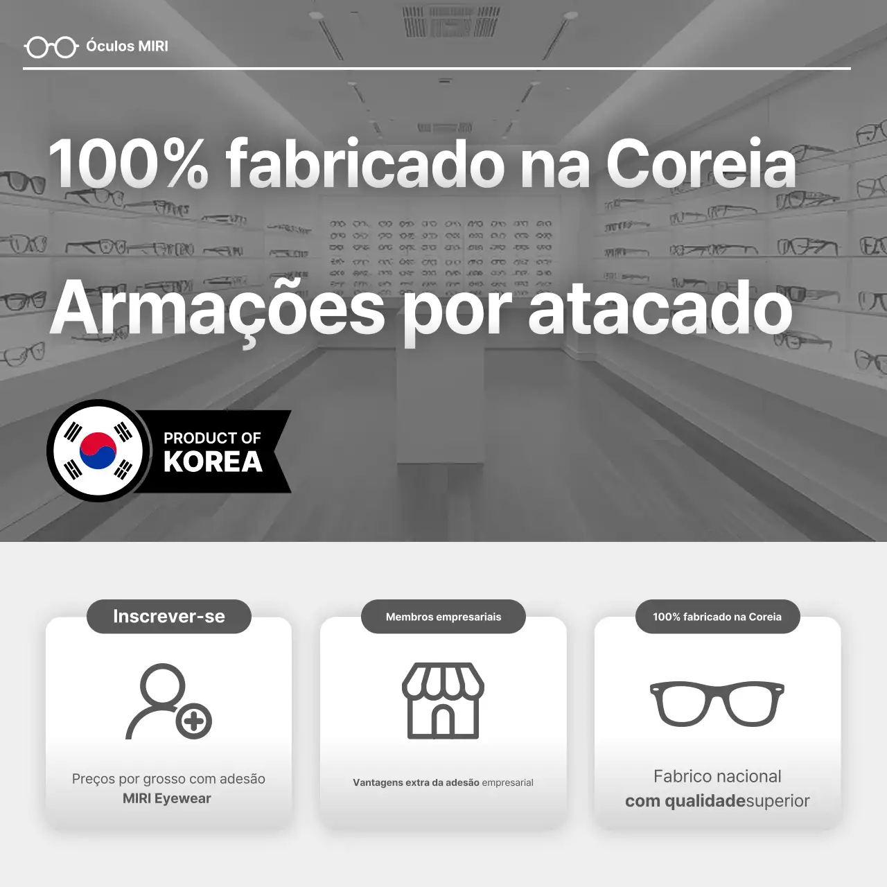 Promoção de óculos modernos cinza no atacado