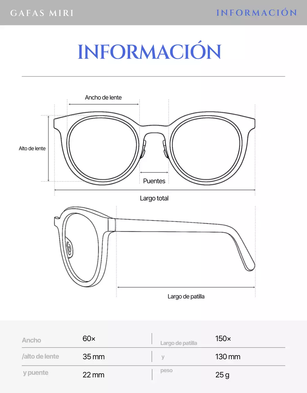 Anuncio de gafas de sol modernas azules