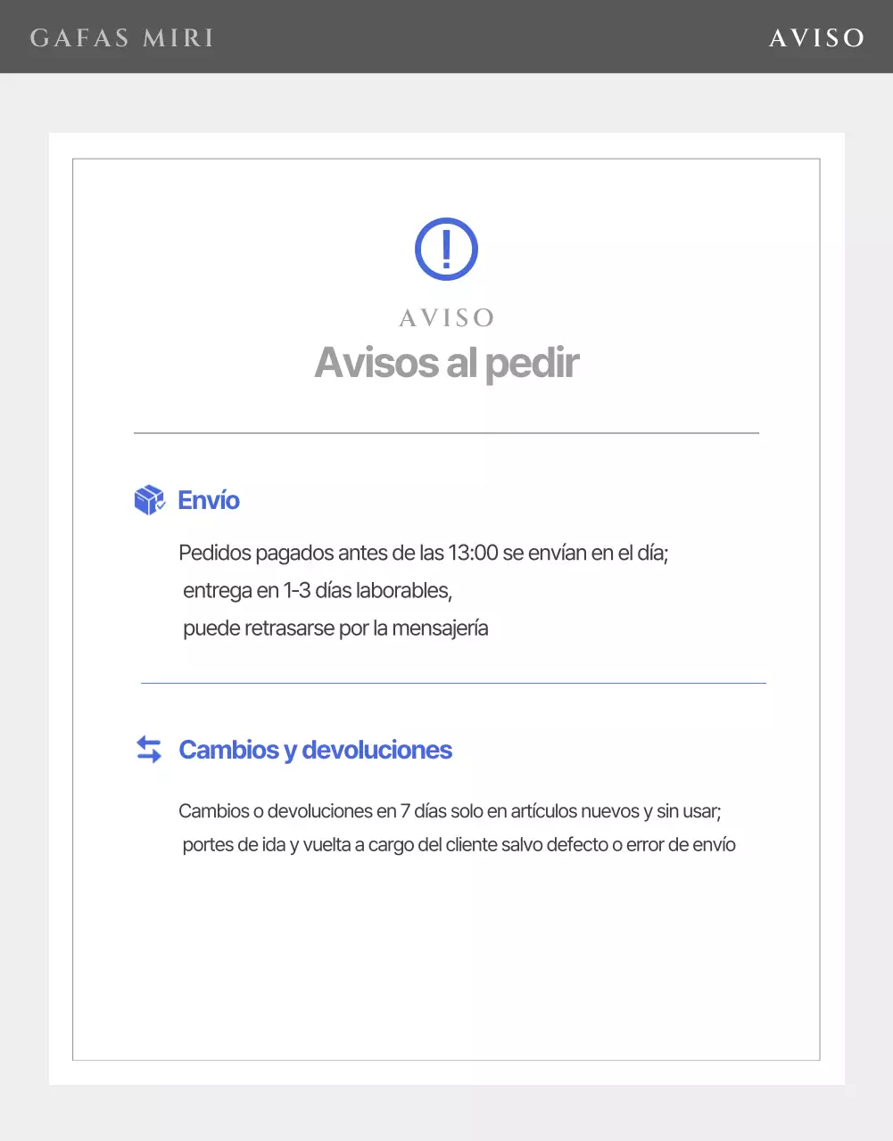 Anuncio de gafas de sol modernas azules
