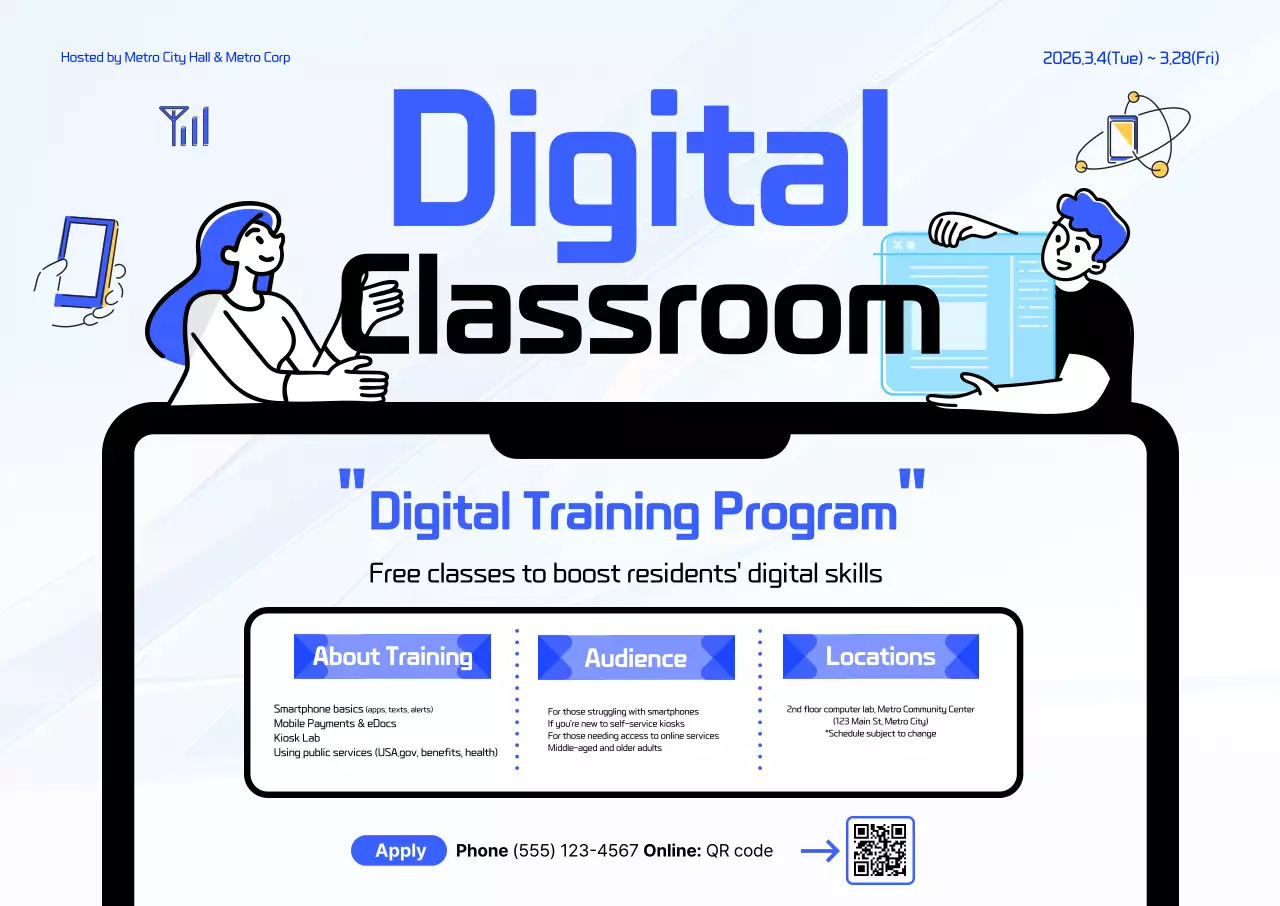 Blue Modern Digital Education Promotion