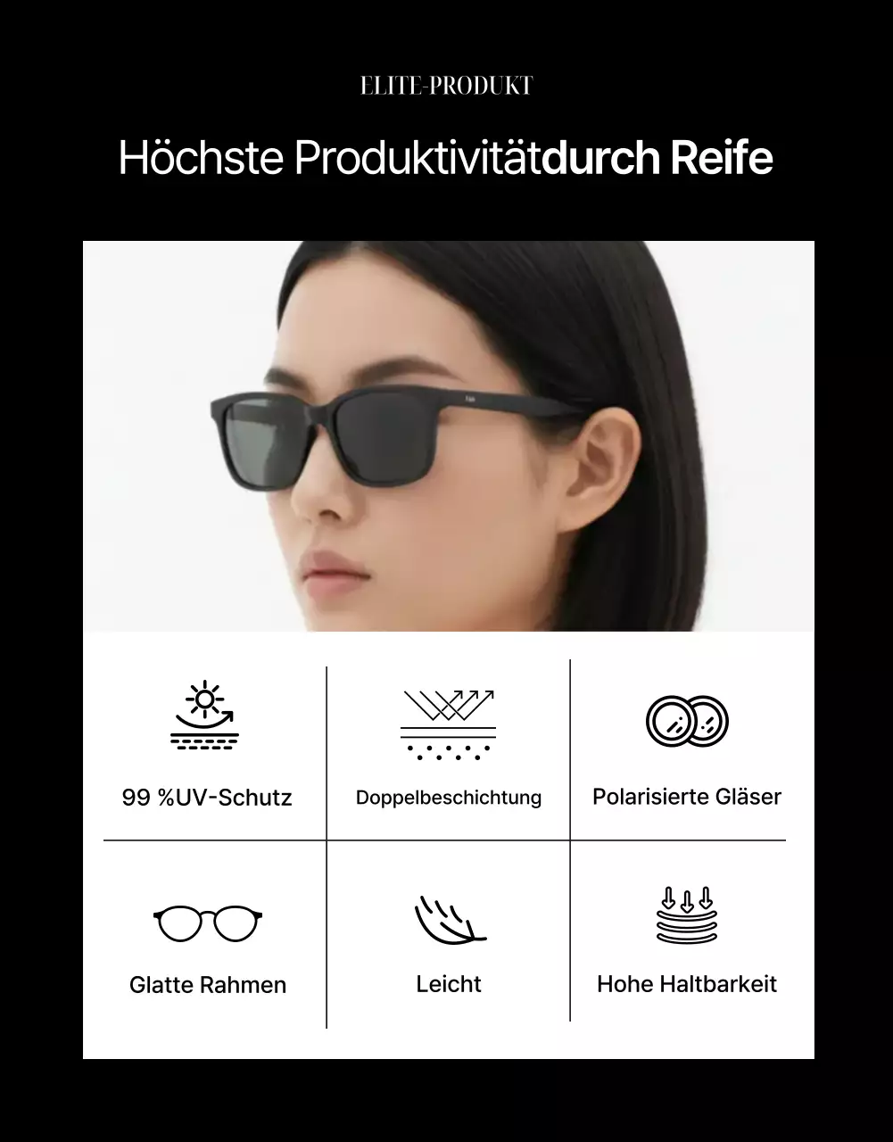 Werbung für moderne schwarze Mode