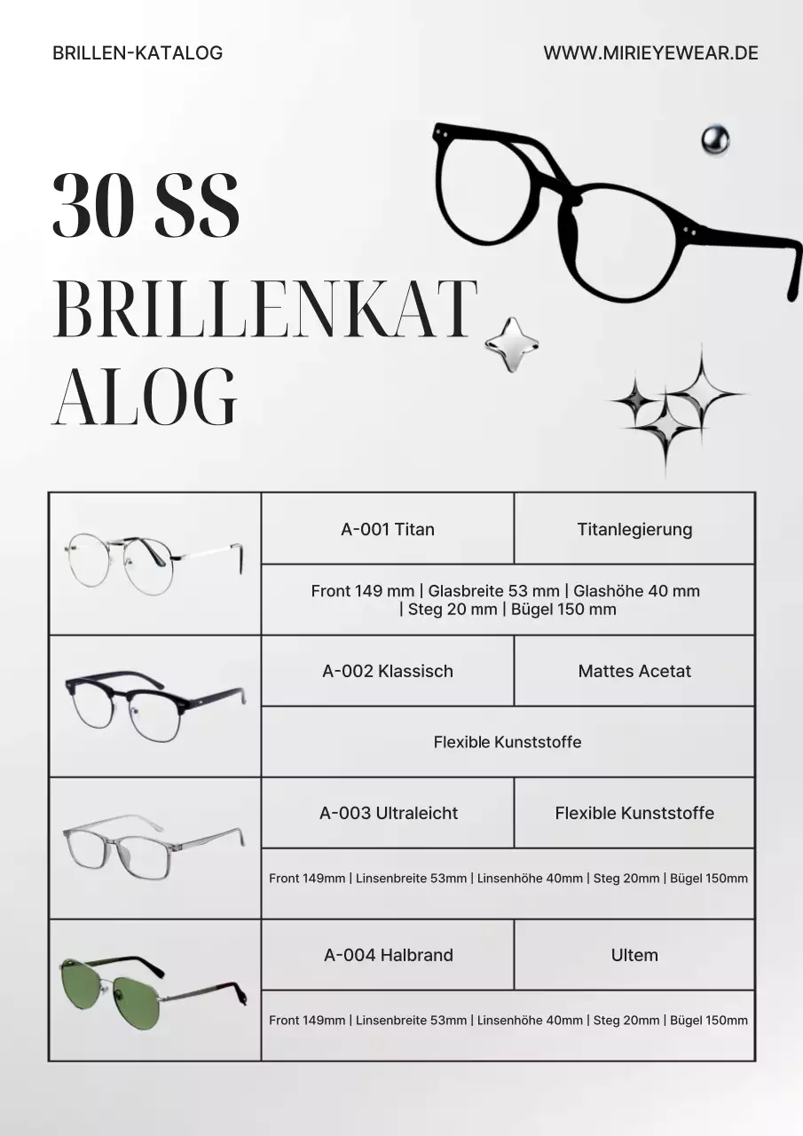 Katalog moderner grauer Brillen – Produkteinführung