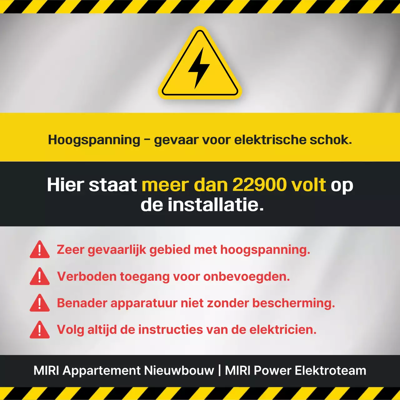 Geel gemarkeerde waarschuwing voor elektrische veiligheid