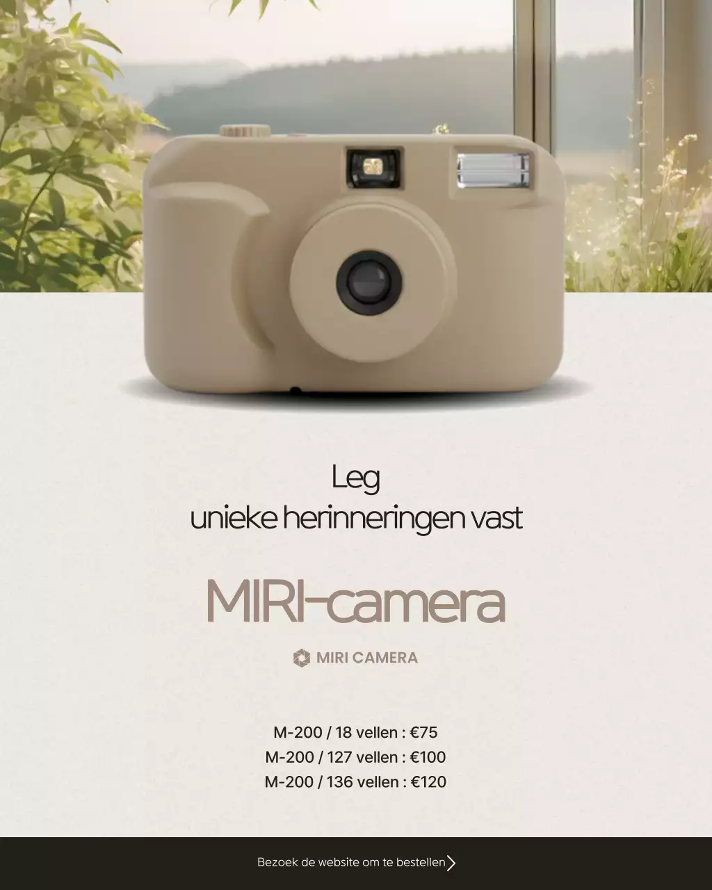 Beige eenvoudige camera reclame
