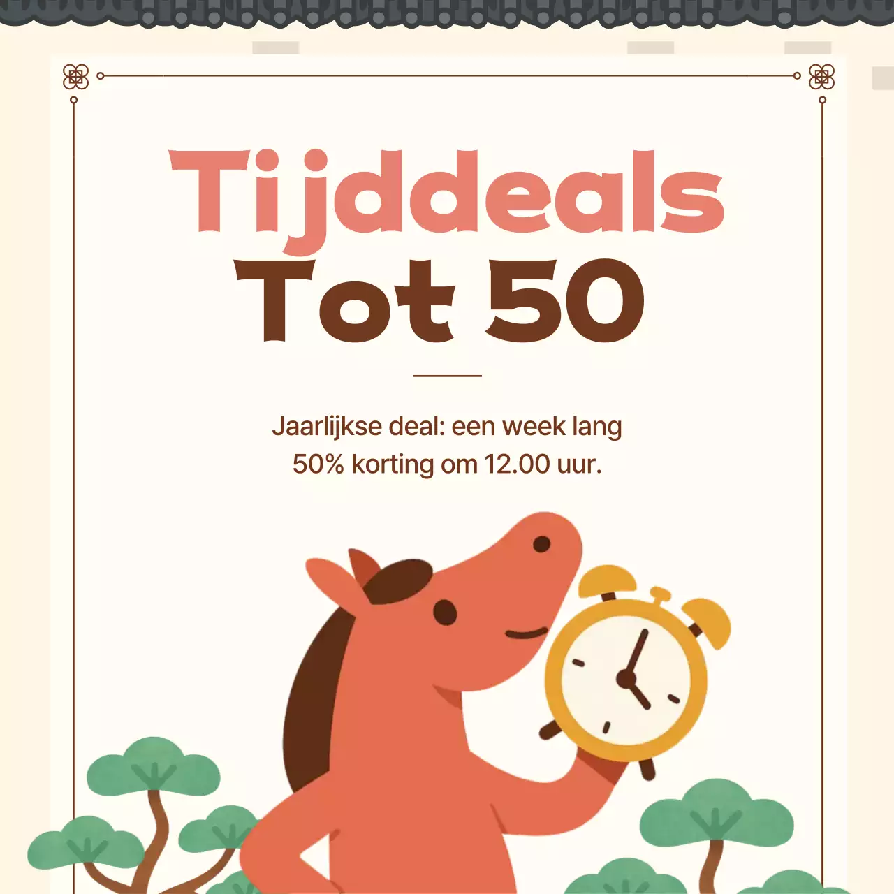 Beige Traditionele Nieuwjaarsviering