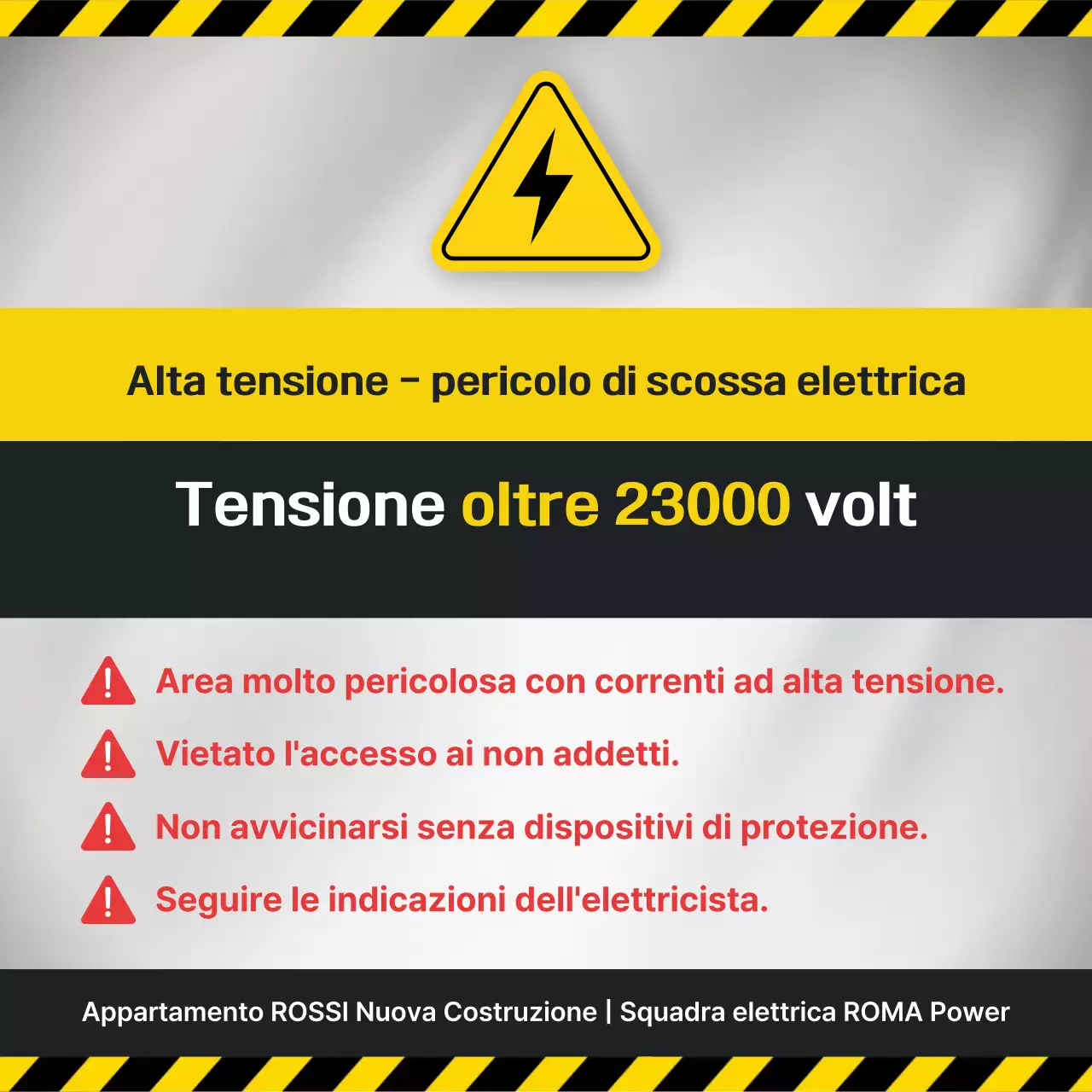 Avvertenza di sicurezza elettrica evidenziata in giallo