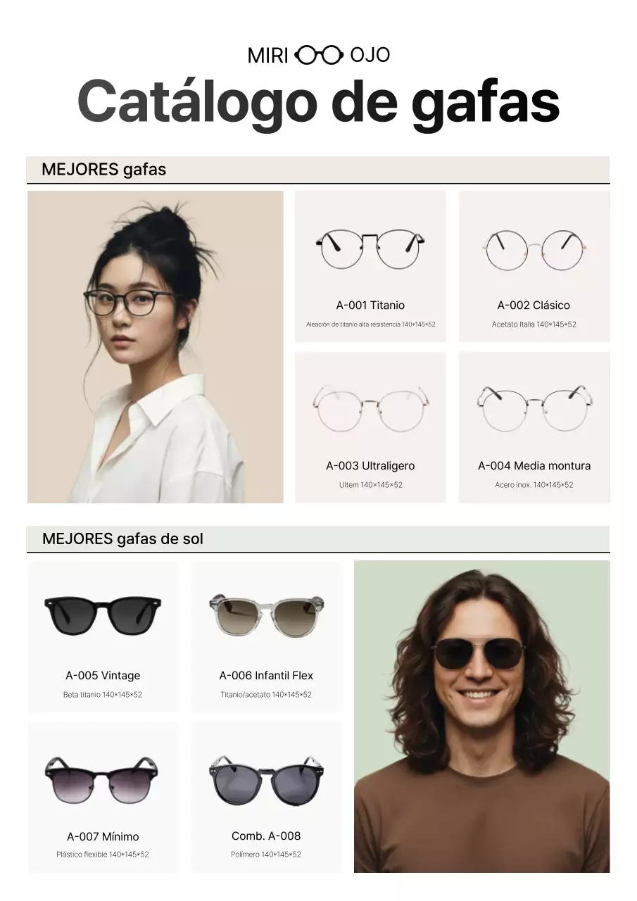 Catálogo de gafas modernas beige