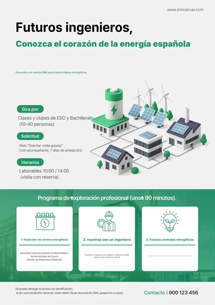 Anuncio de educación sobre energía verde y moderna