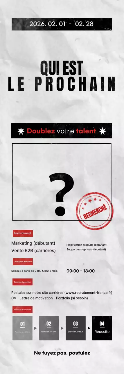 Recrutement rétro noir