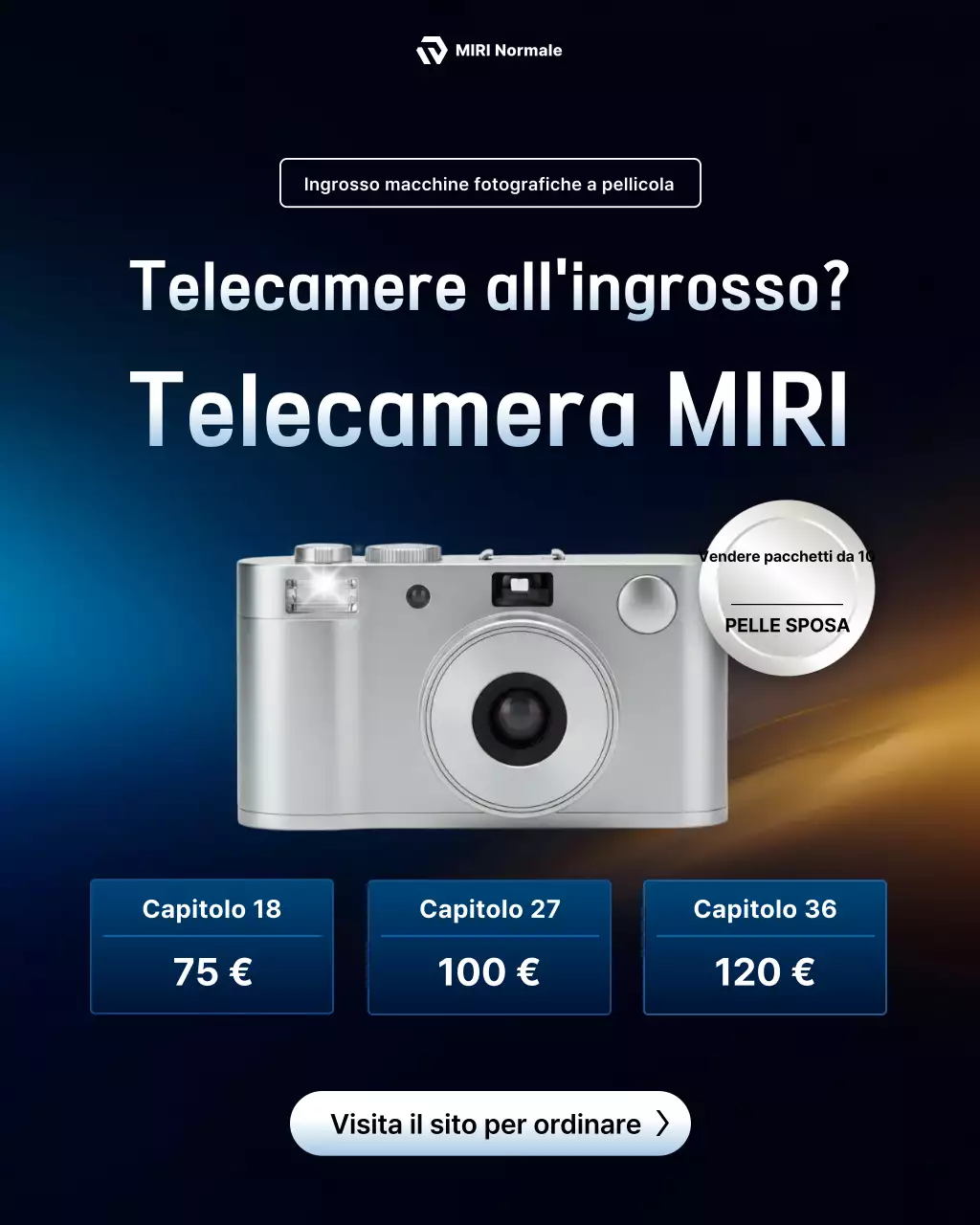 Pubblicità della macchina fotografica moderna blu