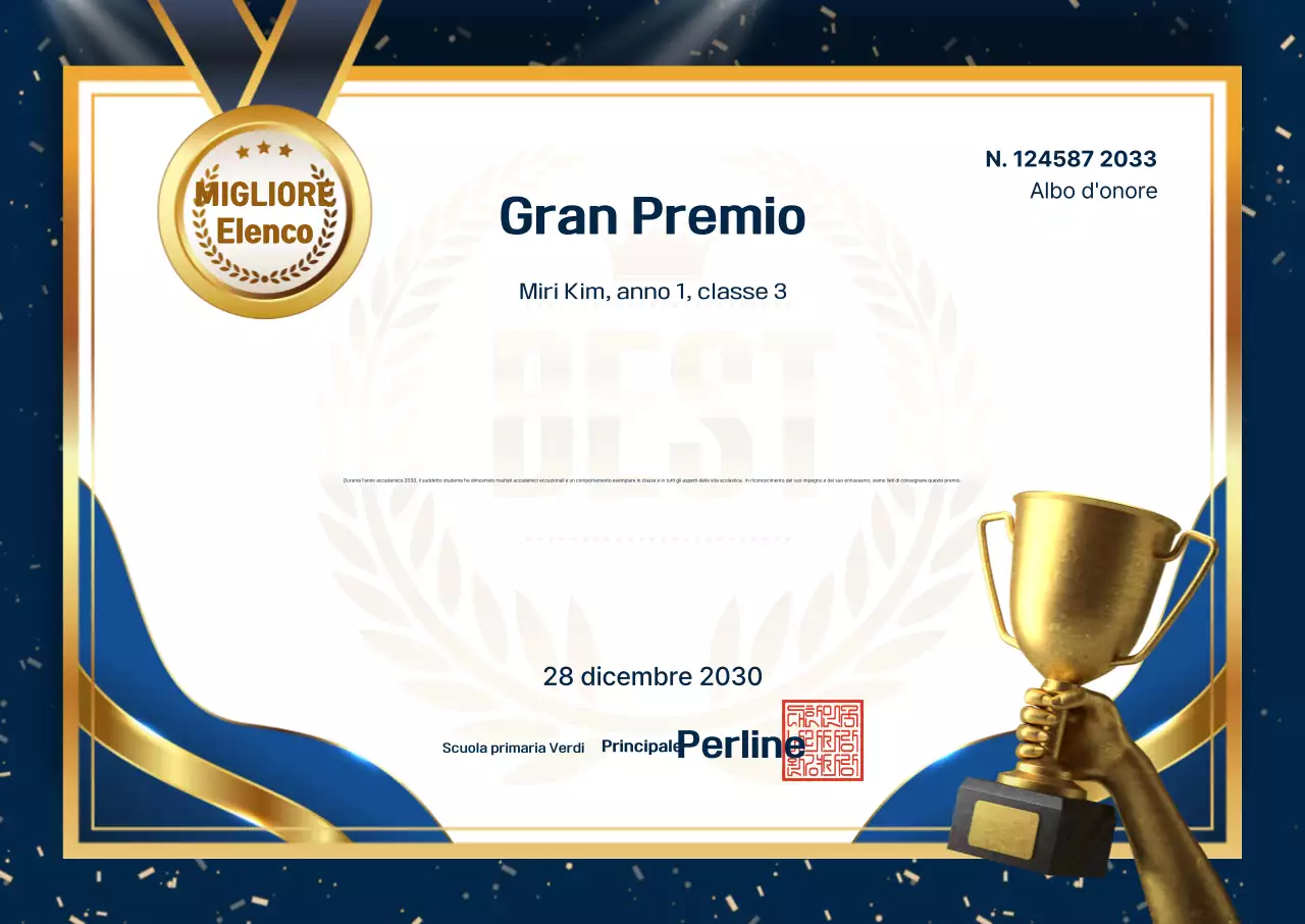 Premio accademico avanzato blu