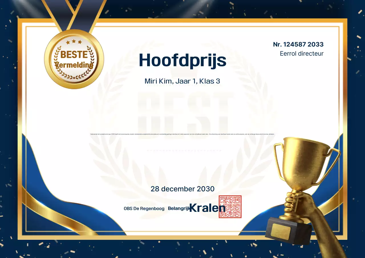 Blauwe Academische Prijs voor Uitmuntendheid