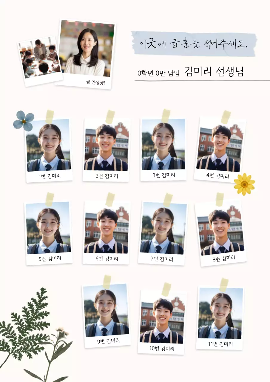 하늘색 아기자기한 학교 문집