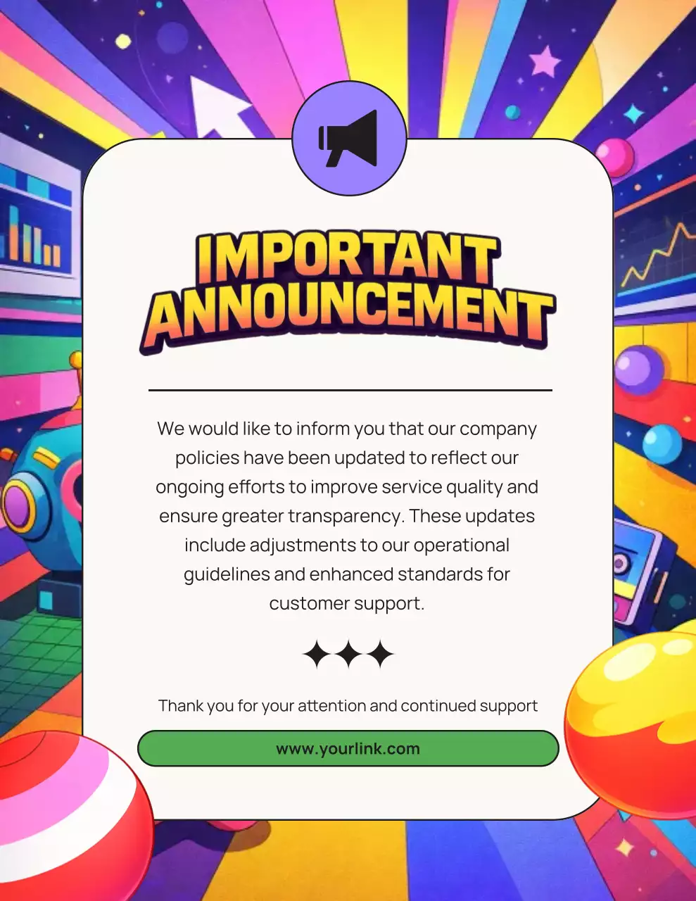Purple Modern Announcement Notice Letter