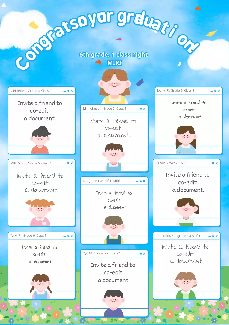 blue playful graduation invitation