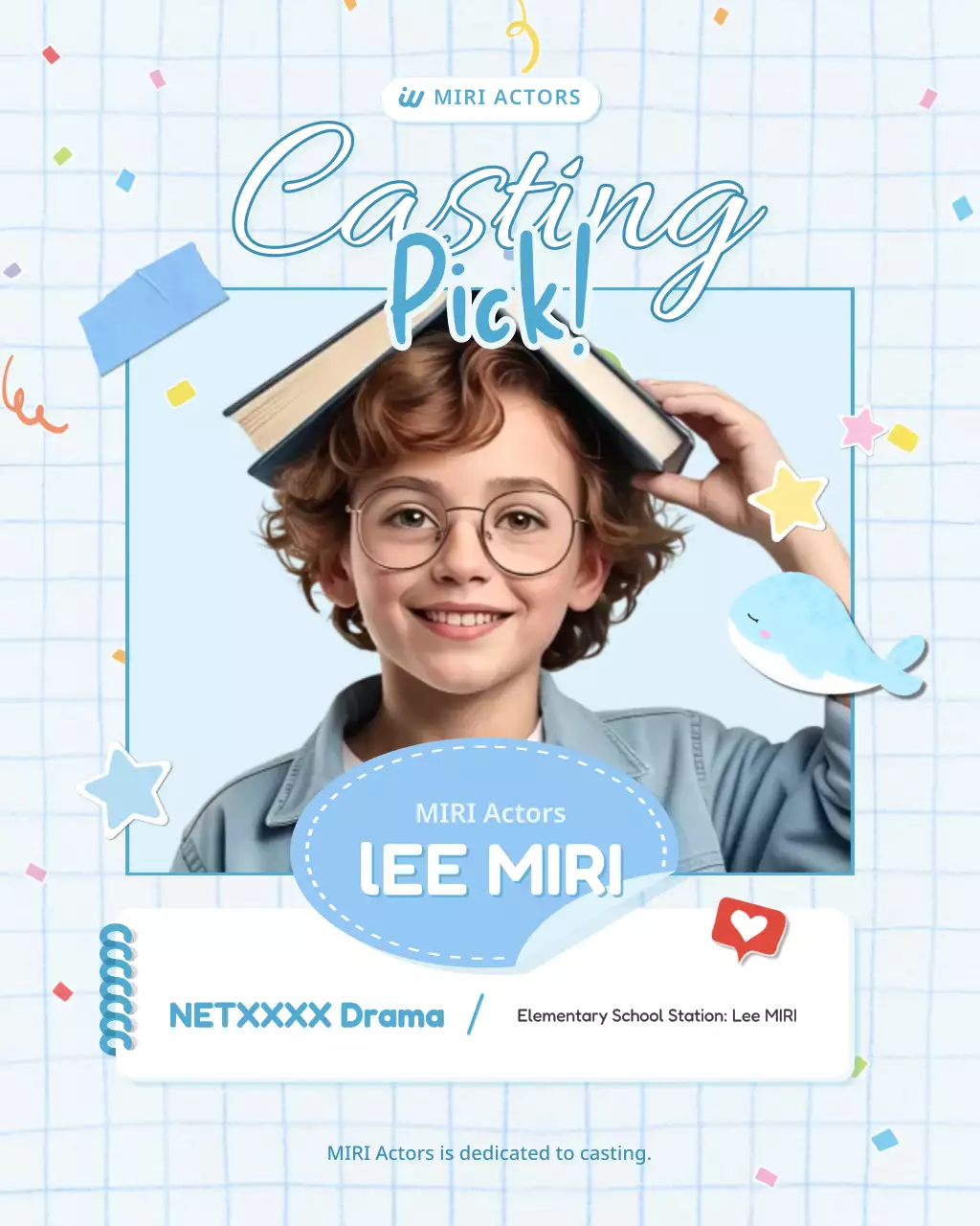 blue playful casting announcement