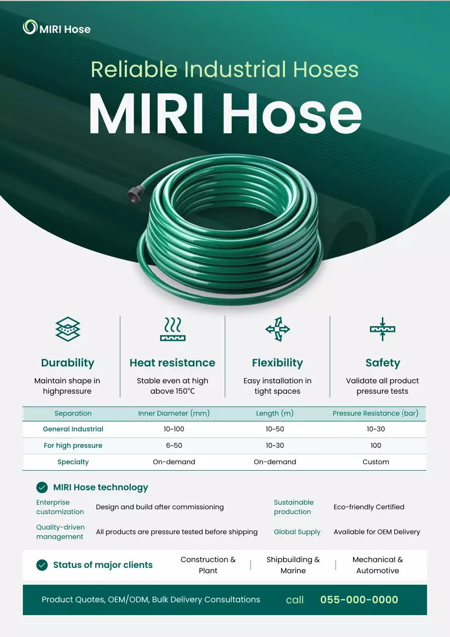 Green modern industrial hose advertisement