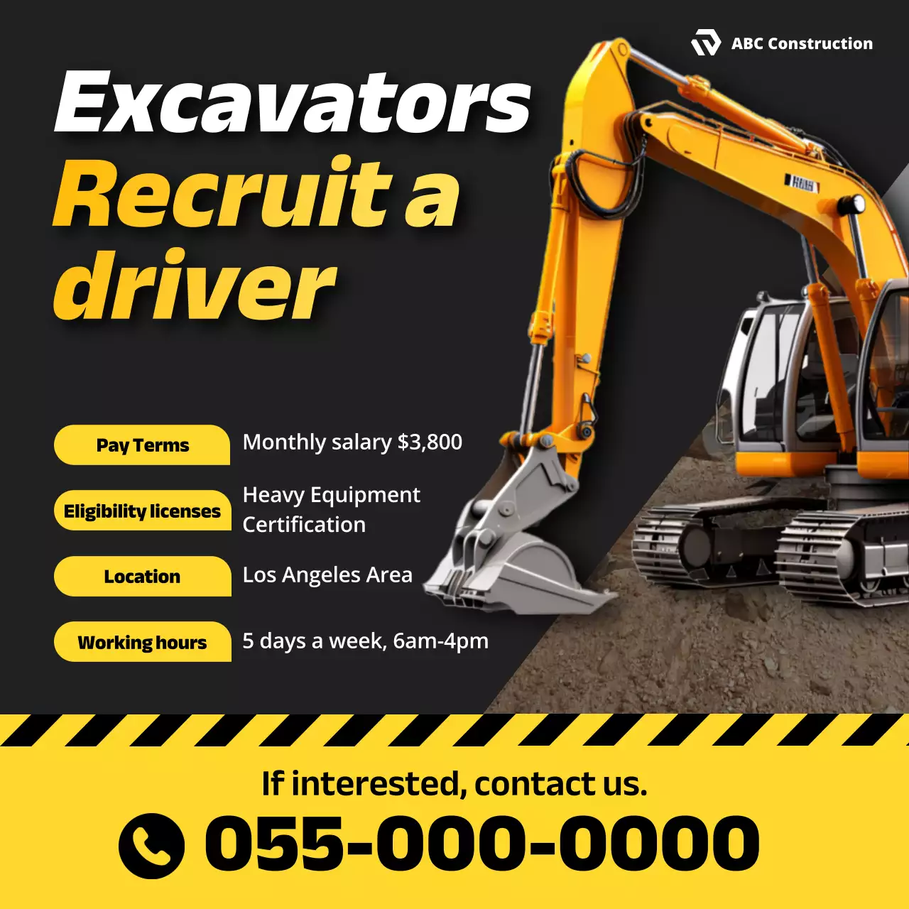 yellow modern construction recruitment