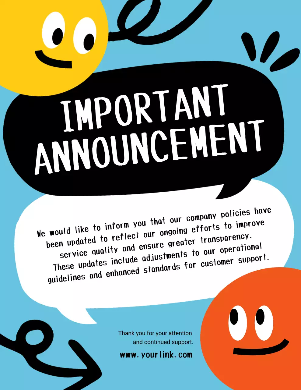 파란색 장난스러운 공지사항