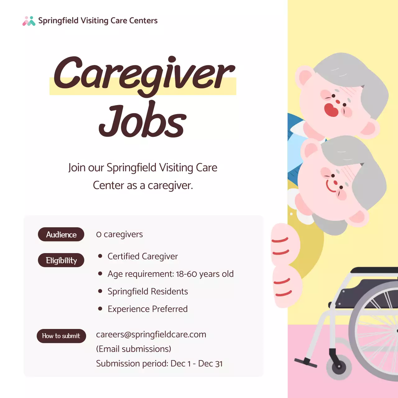 yellow modern caregiver recruitment
