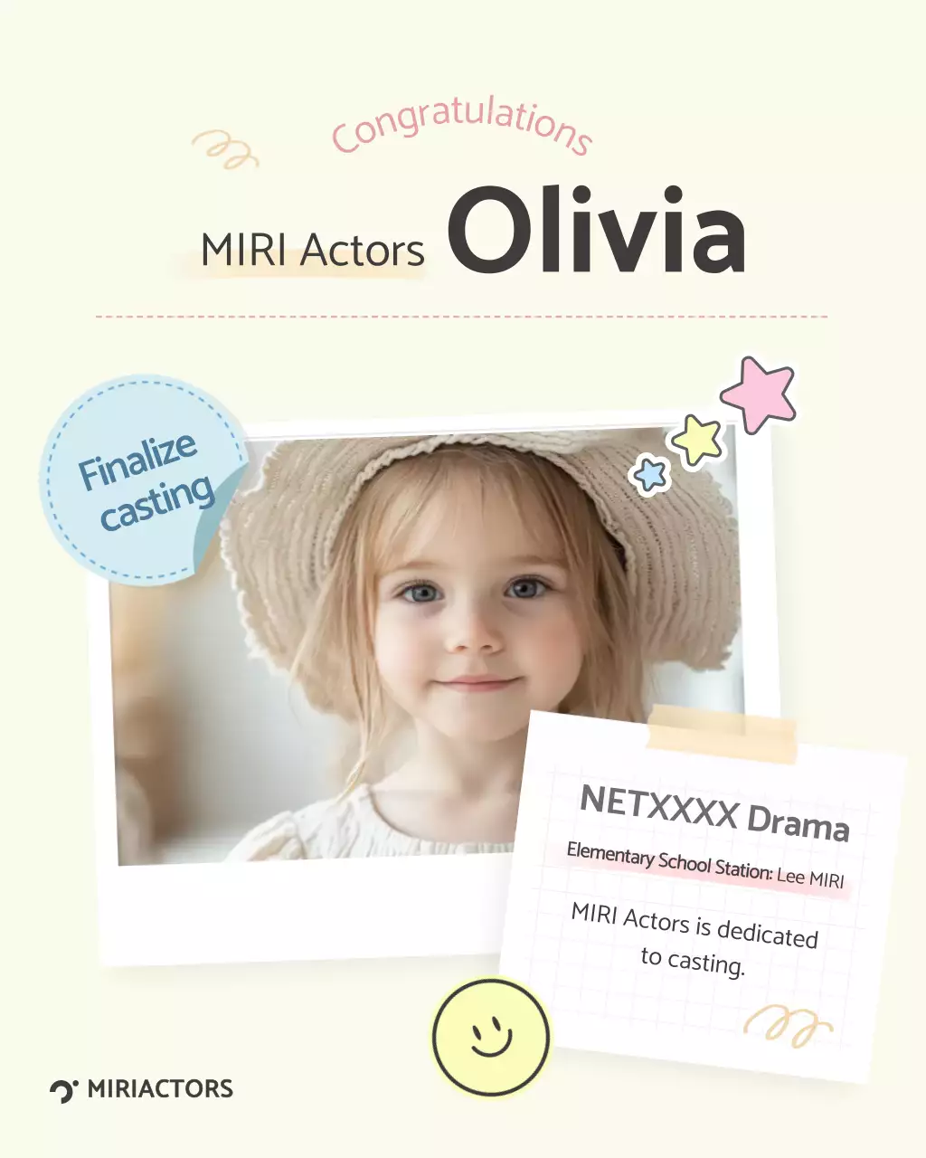 pengumuman casting elegan berwarna krem