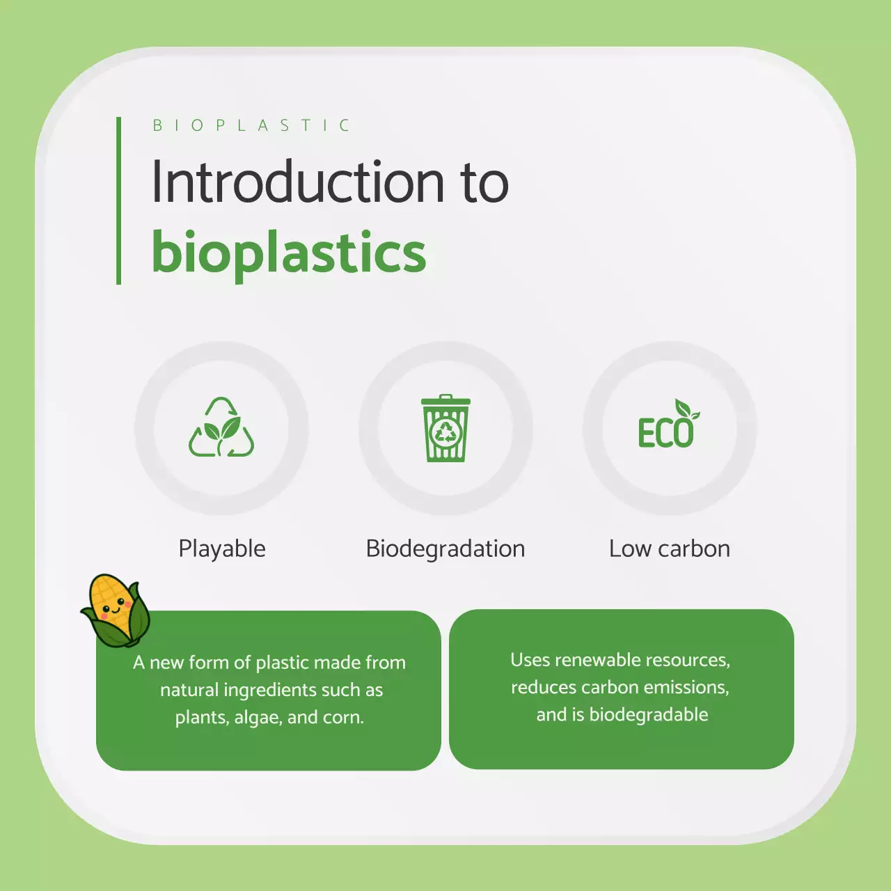 Iklan bioplastik minimalis hijau
