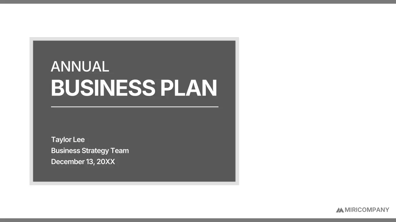 회색 깔끔 연간 계획 기획서