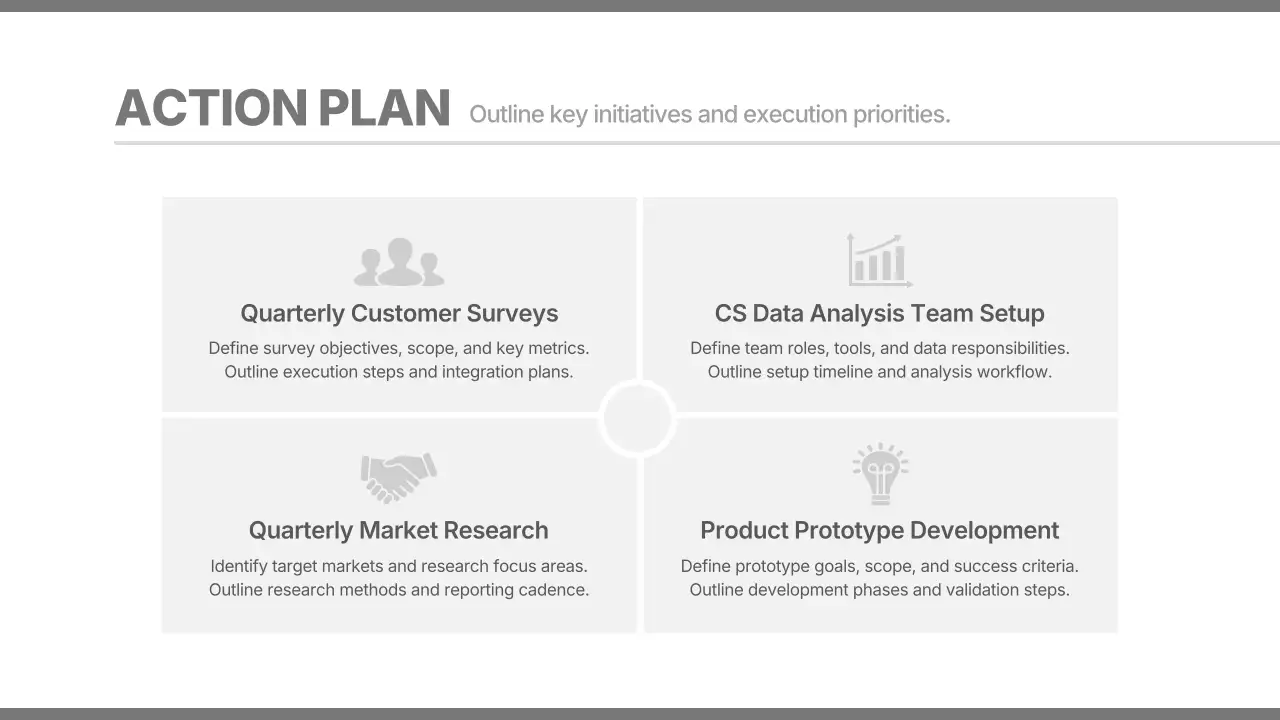 회색 깔끔 연간 계획 기획서
