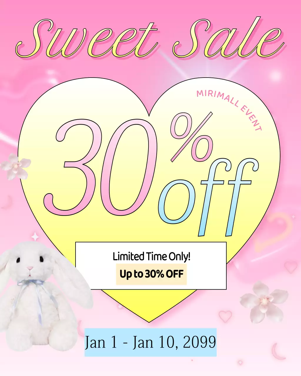 Pink and yellow cute spring sale event advertisement