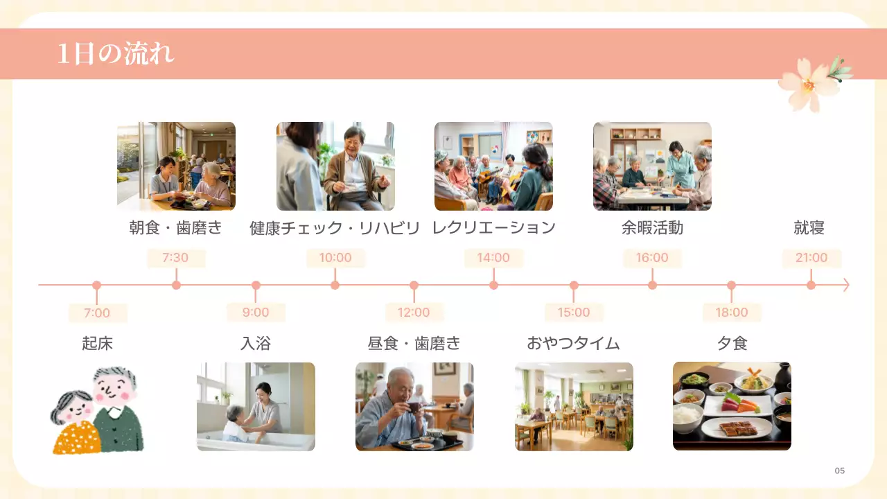 ベージュ 上品 介護 案内 プレゼンテーション