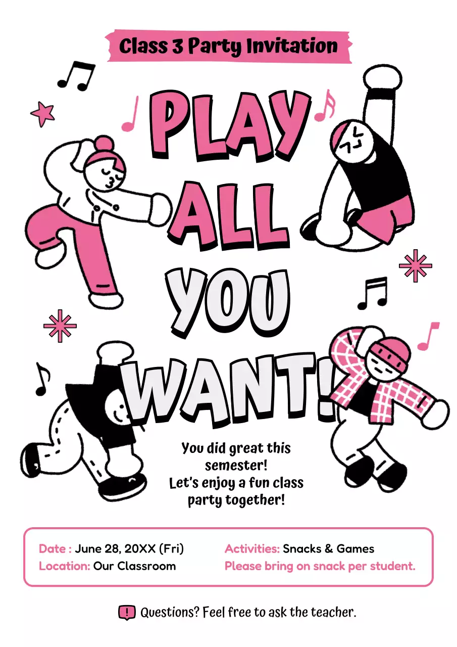 Pink Pop Class Party Recruitment